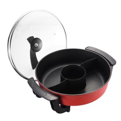 China Household fashion design flat bottom cookware aluminum die-casting electric hot pot for sale