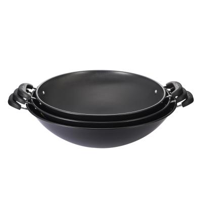 China Sustainable Household Frying Pan With Two Ears Non-stick Household Metal Wok for sale