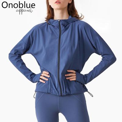 China Wholesale Breathable Women Sports Zipper Running Yoga Jacket Loosm Hooded Sports Jacket for sale