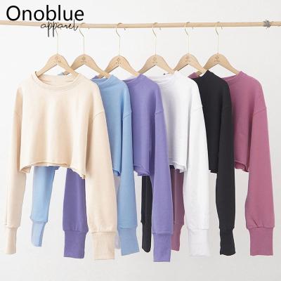 China Wholesale Anti-wrinkle Women's Autumn Cotton and Polyester Cropped Sweatshirt Crop Hoodie Top Sweatshirt for sale