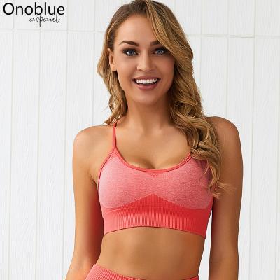 China Women Cross Seamless Criss Back Bra Yoga Top 11 Color Fitness Gym Workout Equipment Plain High Quality QUICK DRY Activewear for sale