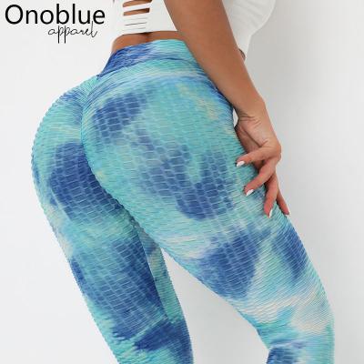 China Breathable Women High Waist Colored Running Legging Waist Gym Workout Honeycomb Gaiters Pants Crac! crack! high butt booty for sale