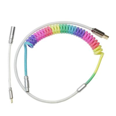 China Mechanical Keyboard Cable Coiled Audio Connector Coupling USB Type-C Rainbow Cable for sale