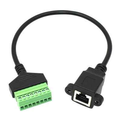 China Female or Male RJ45 8P8C Connector to 8 Pin Screw Terminals Converter Adapter Cable 30cm Long for sale