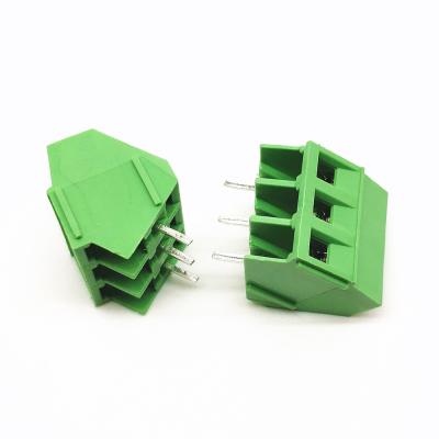 China 5.0mm Pitch PCB Mounted Screw Terminal Blocks 45° Wiring Entry for sale