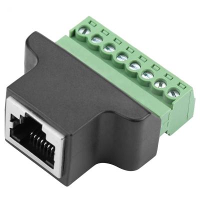 China RJ45 Female Jack 8P8C to 8 Pin Screw Terminal Block Adapter for CCTV Vedio Solution for sale