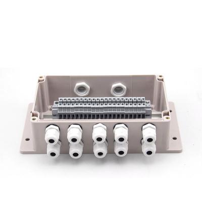 China Surface Mount Plastic Junction Box Project Case Waterproof UK2.5B Terminal Blocks 200*120*75mm for sale