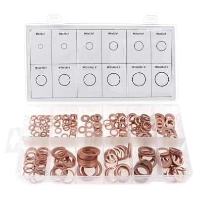 China 150pcs 15 Sizes Metric Copper Flat Ring Washers Gaskets Assortment Set Kit IMPA813080 for sale