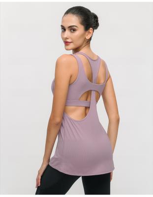 China Breathable woman tops yoga fashionable clothes new product top two-piece suit back fashion fashionable beauty 2 in sports 1 vest tank top bra for sale