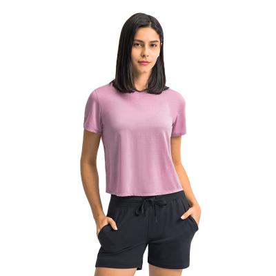 China New Style Breathable Yoga Wear Women's All-Match Top Half Sports Short Sleeves SL Women's Running Fitness Breathable Top Oversized T-Shirt for sale