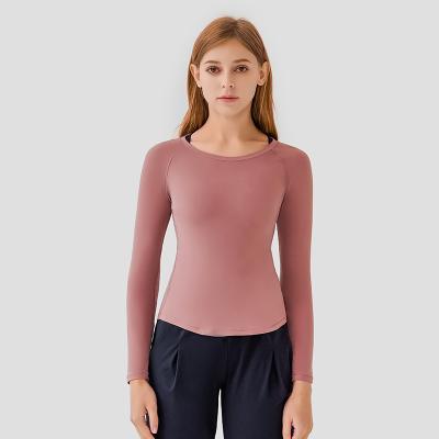 China New Skin-friendly Outerwear Fashion Slim Slim Sports Yoga Wear Naked Autumn Winter Breathable And Fitness Long Sleeves Tops for sale