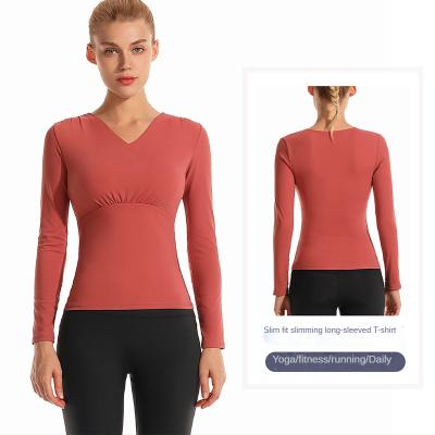 China Breathable new temperament tightly fit long sleeved yoga use women's moisture fitness outdoor sports wicking running top T-shirt for sale