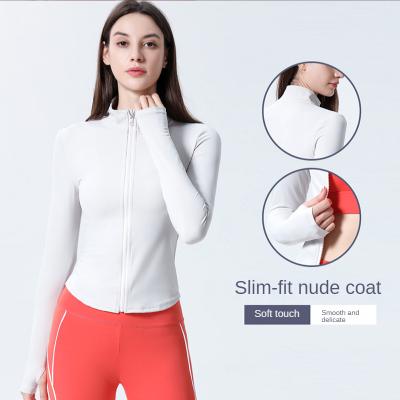 China Spring Breathable Women Tight-Fitting Yoga Clothes Long Sleeved Workout Clothes Quick Dry Comic Collar Tops Fitness Clothes Yoga Jacket for sale