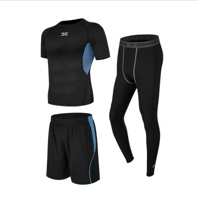 China Breathable Three-Piece Morning Sportswear Men's Running Fitness Suit Autumn Quick-Drying Training Tights Gym Tights for sale