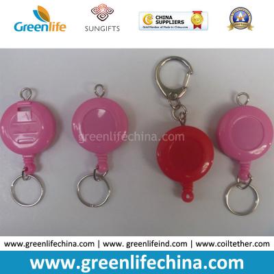 China Pink/Red Lovely Retractable Key Reel Holder Custom Accessory for sale