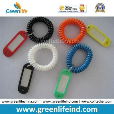 China Plastic Rectangle Name Tag Attaching Solid Color Wrist Coil Chain for sale