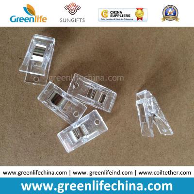 China Factory Cheap Plastic Transparent Office Paper Stationery Clips w/Metal Sheet for sale