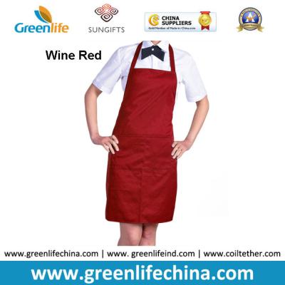 China Polyester wine red advertisement apron ready for logo printing men women tool accessory for sale