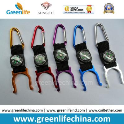 China Muti-colors compass carabiner with lanyard keychain and metal hook holder excellent quality hooks for sale