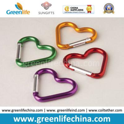 China Sungifts manufacture mini heart shape metal aluminum carabiner hook colorful holders for sale