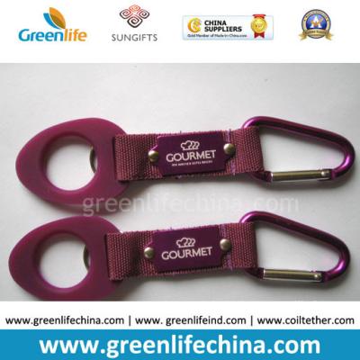 China Outdoor travel camping aluminum carabiner water bottle rubber holder buckle purple color for sale