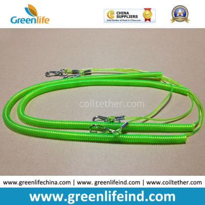 China Sea Fishing Protection Coil Wire Leash Green Color for sale