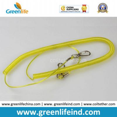 China Yellow Retractable Clip Elastic Plastic Coil Cord Rope Strap Lanyard for sale