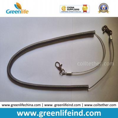 China Heavy Duty High Pulling Wire Inside Plastic Spring Coiled Lanyard for sale