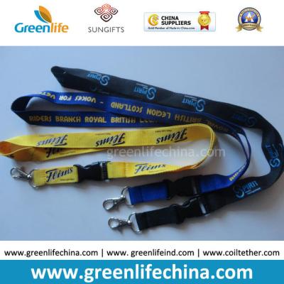 China Eco-friendly knitted polyester flat customized lanyard with metal hook or swivel hook for sale