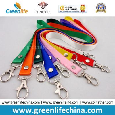 China China manufacture custom colour unprinted 2cm width polyester neck lanyard w/claw clip hook and circular rivet for sale