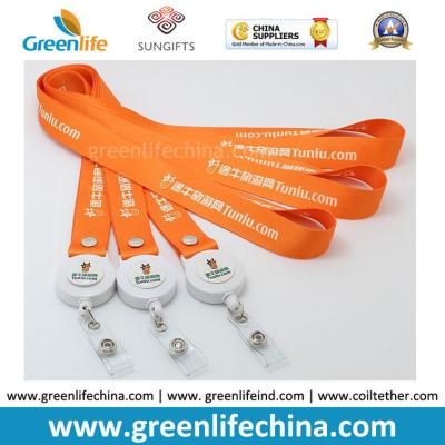 China Polyester Custom Orange Personalized Badge Reel Lanyards for Name Card Fastenering for sale