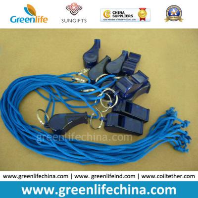 China Cheap Plastic Whistle with Cord for Promotion Blue Transparent Whistle and Blue Combo for sale