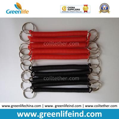 China Greenlife Factory Red/Black 2.5*10*120mm Spring String Lanyard w/25mm Split Rings for sale