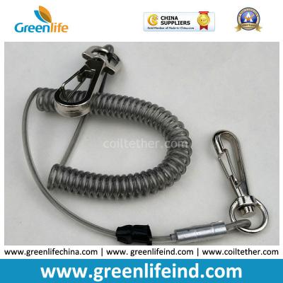 China High Pulling Wire Core PU Coated Spiral Coiled Tool Lanyard for sale