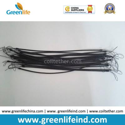 China TPU Cord 1.2MM Unextended Length 30CM Black Nylon String 5CM Height on Two Ends Stop-drop Coil Lanyards for sale