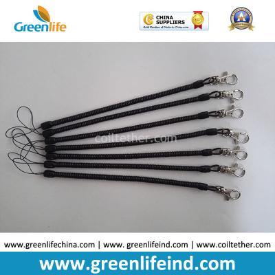 China Plastic Long Slim Coil Retainers w/Lobster Claw Key Clip and Nylon Short String for sale