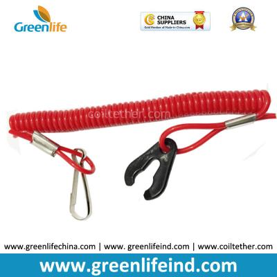 China Popular Sales Solid Red Safety Durable Spiral Coil Rope Stretched 1M Outboard Motor Killcord for sale