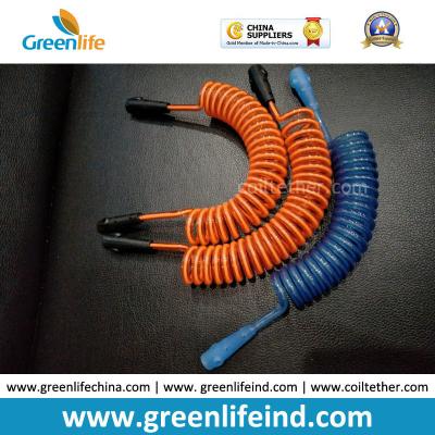 China Custom Orange/Blue Anti-lost Spring Lanyard Semi-finished Tethers w/Connectors for sale