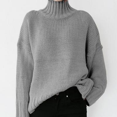 China 2021 Winter Autumn Pullover Loose Knit Slouchy Sale Turtle Neck Breathable Warm Long Sleeve Sweater Woman Sweater for sale