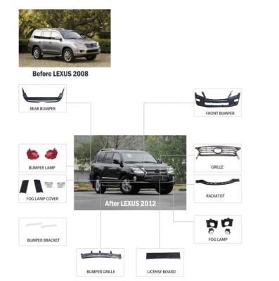 China High quality plastic pickup SUV car upgrade accessories body kit for lexus570 2008 upgrade lx570 2012 for sale