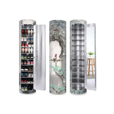 China (Other) adjustable height can be customized high quality cylindrical modern simple entrance PVC shoe storage cabinet for sale