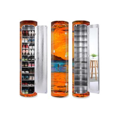 China (The other) Stylish large size cylindrical fashion shoe cabinet 360 adjustable creative rotating beautiful for sale