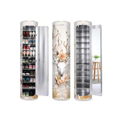 China (Other) Environmental Friendly Contemporary Modern Chinese 10 Layers Adjustable Cylindrical Shoe Cabinet for sale