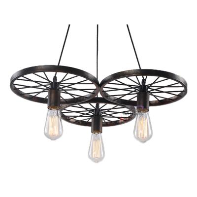 China Hotselling Vintage Pendant Lamp Led Bike Cycle Wheel Lighting Light fxiture for sale