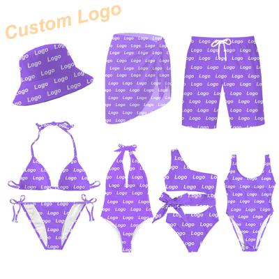 China 2022 Plus Size Printed Logo Color Basic Rib Bandeau Swimsuit Women's Swimsuit Women's Sexy Swimwear Swimwear Trunk Set Custom Manufacturer for sale