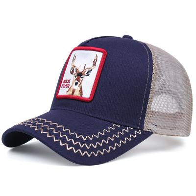 China Wholesale Custom High Quality COMMON Logo Gorras Trucker Mesh Hat Embroidery Patch 5 Panel Cotton Sika Twill Animals Deer Hat for sale