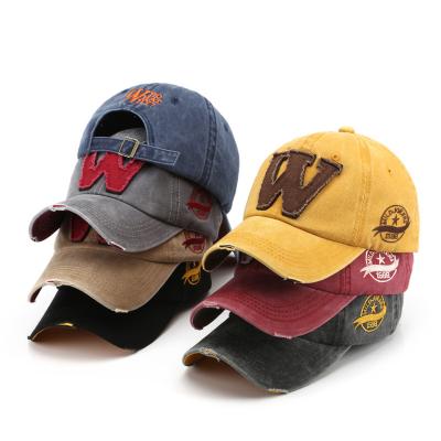 China breathable & Fashion Waterproof Denim Vintage Logo Letter Logo Hats Blue Outdoor Sports Custom Men Golf Dad Baseball Cap for sale