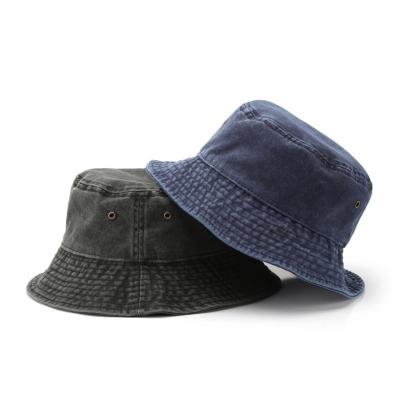 China Custom Character Denim Bucket Hat , Kids White Washed Bucket Hat for sale