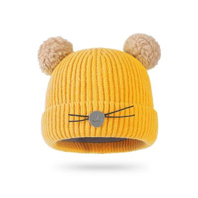 China COMMON New Knitted Winter Crochet Baby Hats For Boys Girls Kids Infant Warmer Neck Cute Fluffy Hat for sale