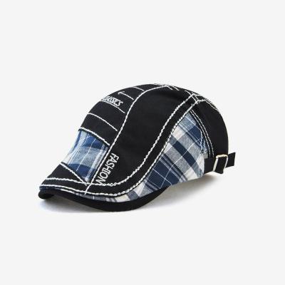 China Striped 2021 hot promotional custom cheap hats platypus ivy peaked hat winter patchwork plaid art retro new for sale